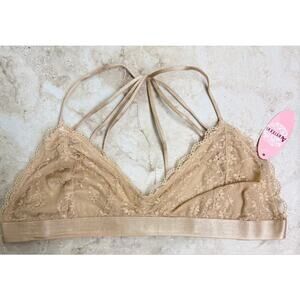 Anemone Beige nude bralette brami lace strappy M/L NWT